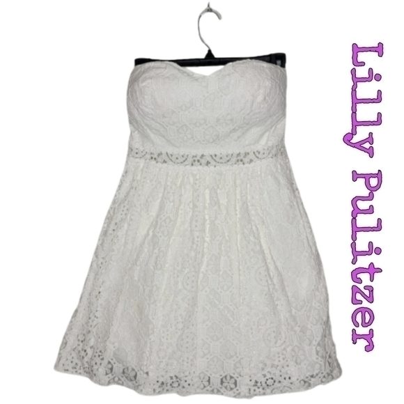 Lilly Pulitzer White Strapless Lace Dress - Picture 5 of 12
